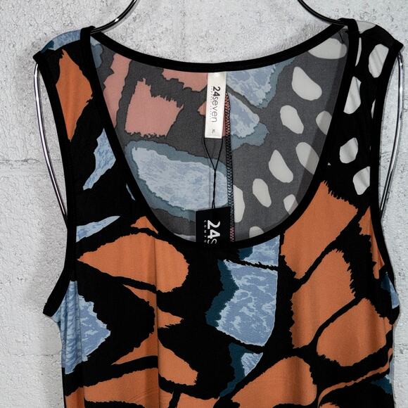24/7 Comfort Apparel Butterfly Print Scoop Neck Tank Top, orange butterfly XL - Picture 3 of 6
